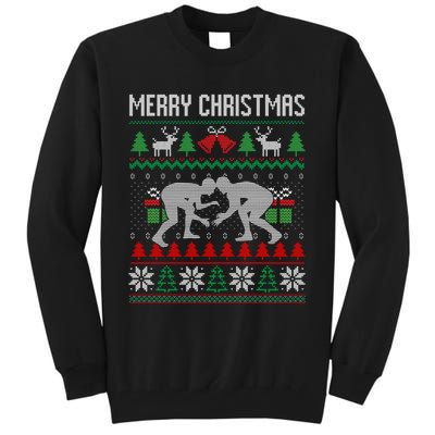 Ugly Merry Christmas Wrestling Wrestler Santa Xmas Costume Tall Sweatshirt