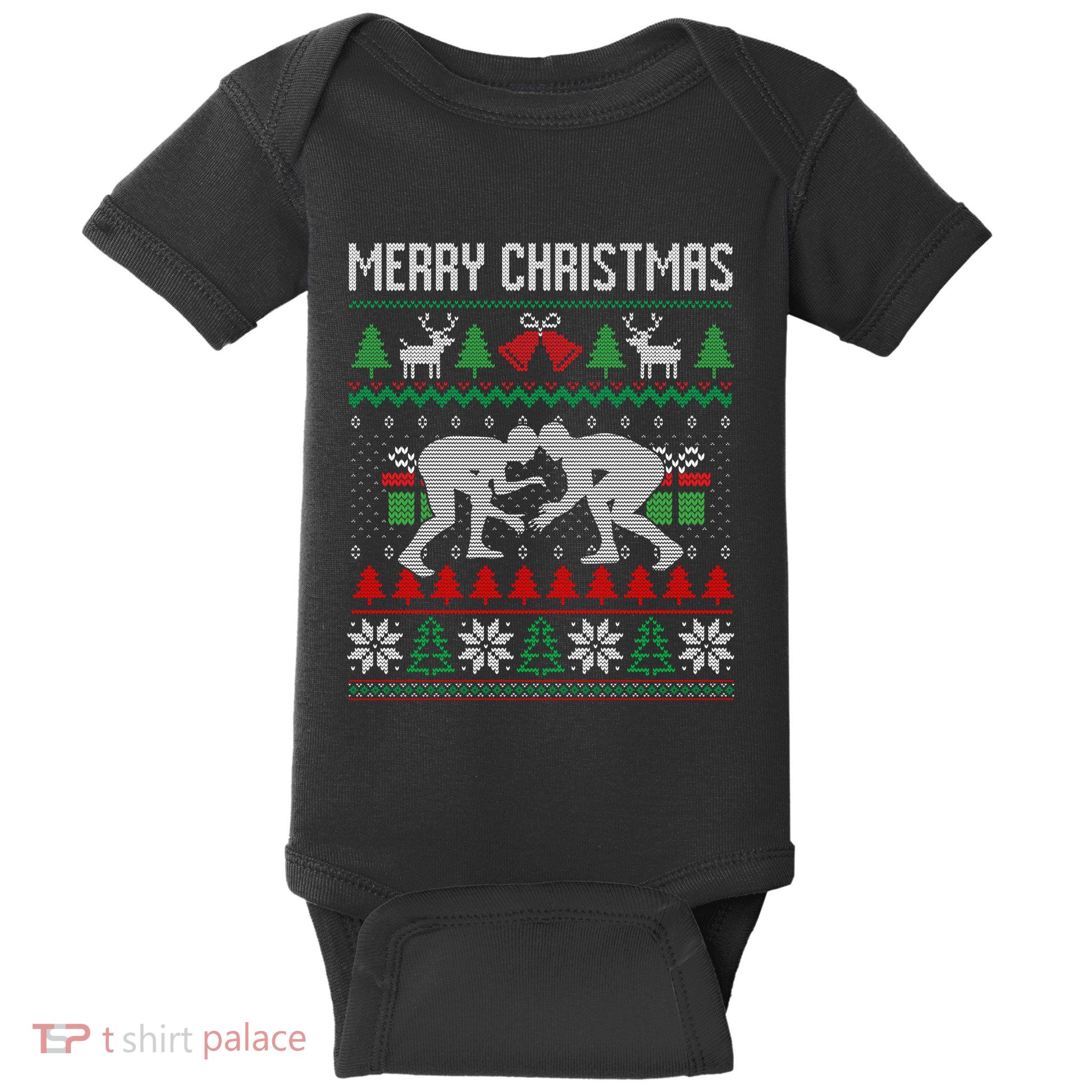 Ugly Merry Christmas Wrestling Wrestler Santa Xmas Costume Baby Bodysuit