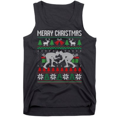 Ugly Merry Christmas Wrestling Wrestler Santa Xmas Costume Tank Top