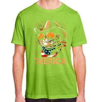 Usa Merica Cat 4th Of July Funny Patriotic Adult ChromaSoft Performance T-Shirt