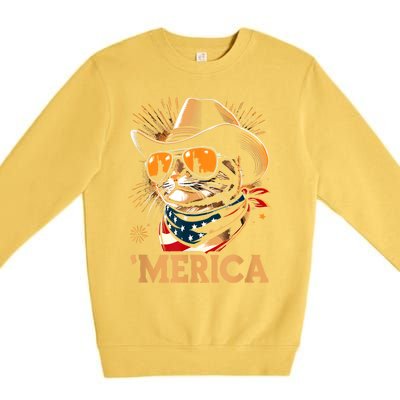 Usa Merica Cat 4th Of July Funny Patriotic Premium Crewneck Sweatshirt