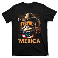 Usa Merica Cat 4th Of July Funny Patriotic T-Shirt