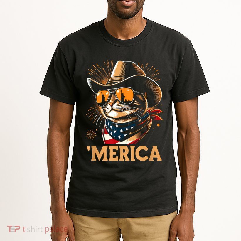 Usa Merica Cat 4th Of July Funny Patriotic Tall T-Shirt