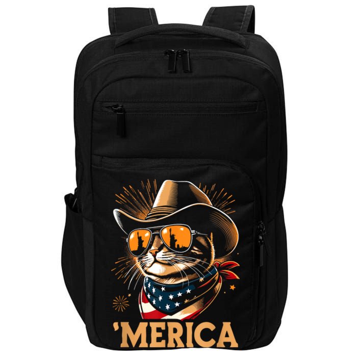 Usa Merica Cat 4th Of July Funny Patriotic Impact Tech Backpack