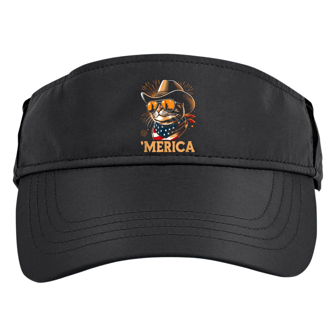 Usa Merica Cat 4th Of July Funny Patriotic Adult Drive Performance Visor