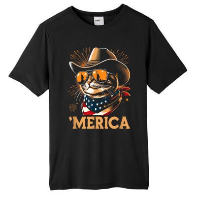 Usa Merica Cat 4th Of July Funny Patriotic Tall Fusion ChromaSoft Performance T-Shirt