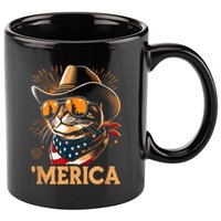 Usa Merica Cat 4th Of July Funny Patriotic 11oz C Handle Ceramic Mug