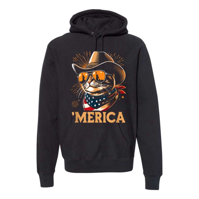 Usa Merica Cat 4th Of July Funny Patriotic Premium Hoodie