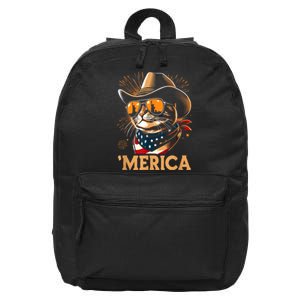 Usa Merica Cat 4th Of July Funny Patriotic 16 in Basic Backpack