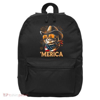 Usa Merica Cat 4th Of July Funny Patriotic 16 in Basic Backpack