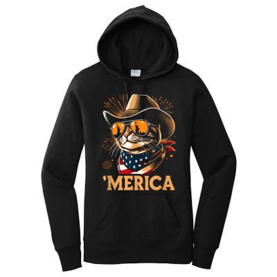 Usa Merica Cat 4th Of July Funny Patriotic Women's Pullover Hoodie