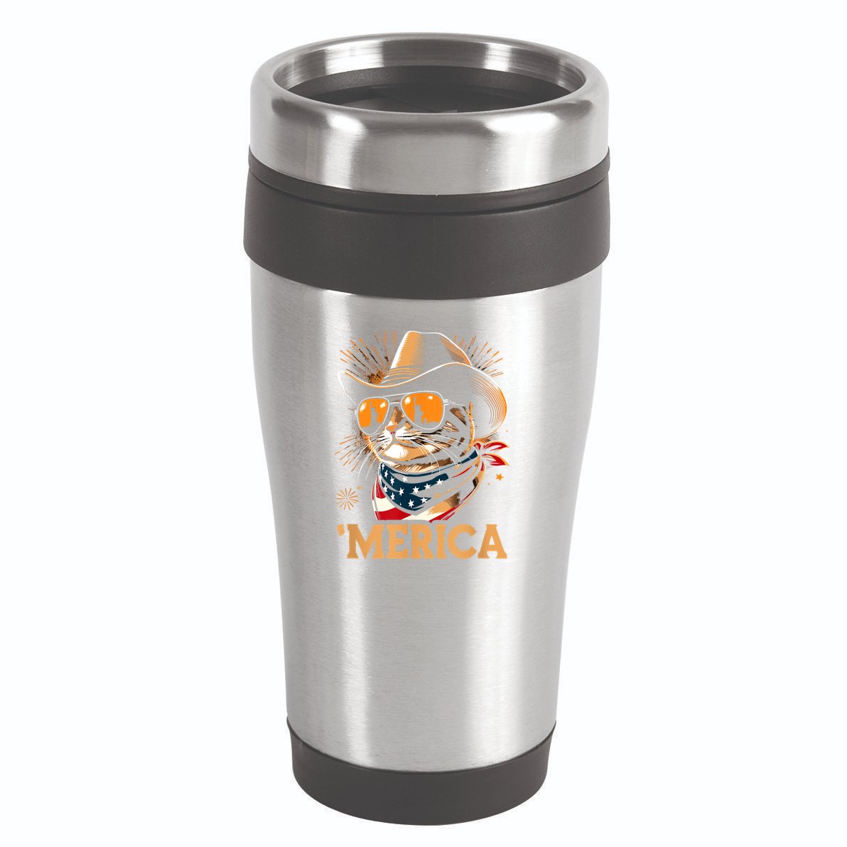 Usa Merica Cat 4th Of July Funny Patriotic 16oz Travel Tumbler
