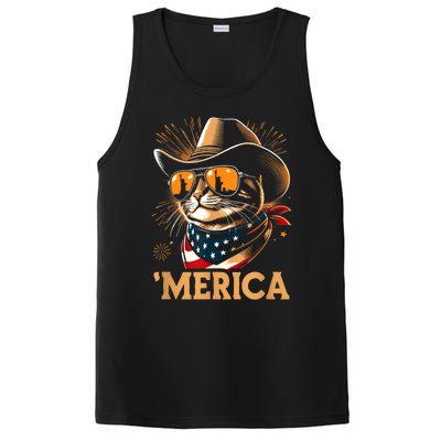 Usa Merica Cat 4th Of July Funny Patriotic PosiCharge Competitor Tank