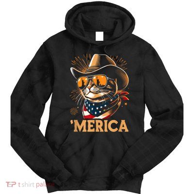 Usa Merica Cat 4th Of July Funny Patriotic Tie Dye Hoodie
