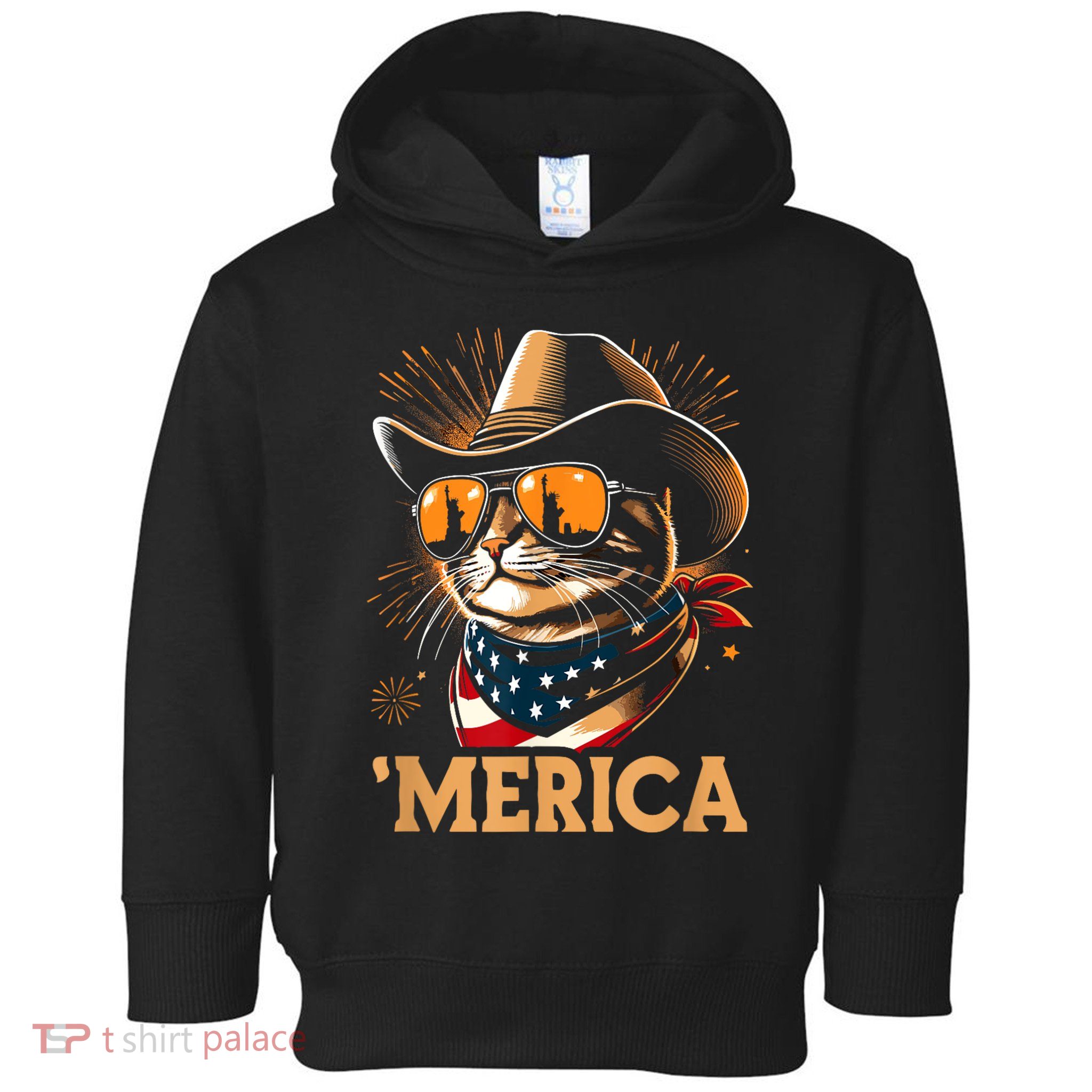 Usa Merica Cat 4th Of July Funny Patriotic Toddler Hoodie