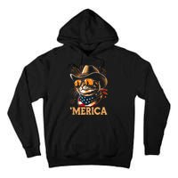 Usa Merica Cat 4th Of July Funny Patriotic Tall Hoodie