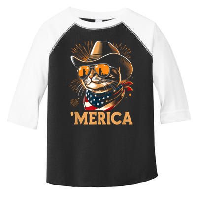 Usa Merica Cat 4th Of July Funny Patriotic Toddler Fine Jersey T-Shirt
