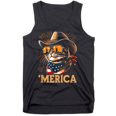 Usa Merica Cat 4th Of July Funny Patriotic Tank Top