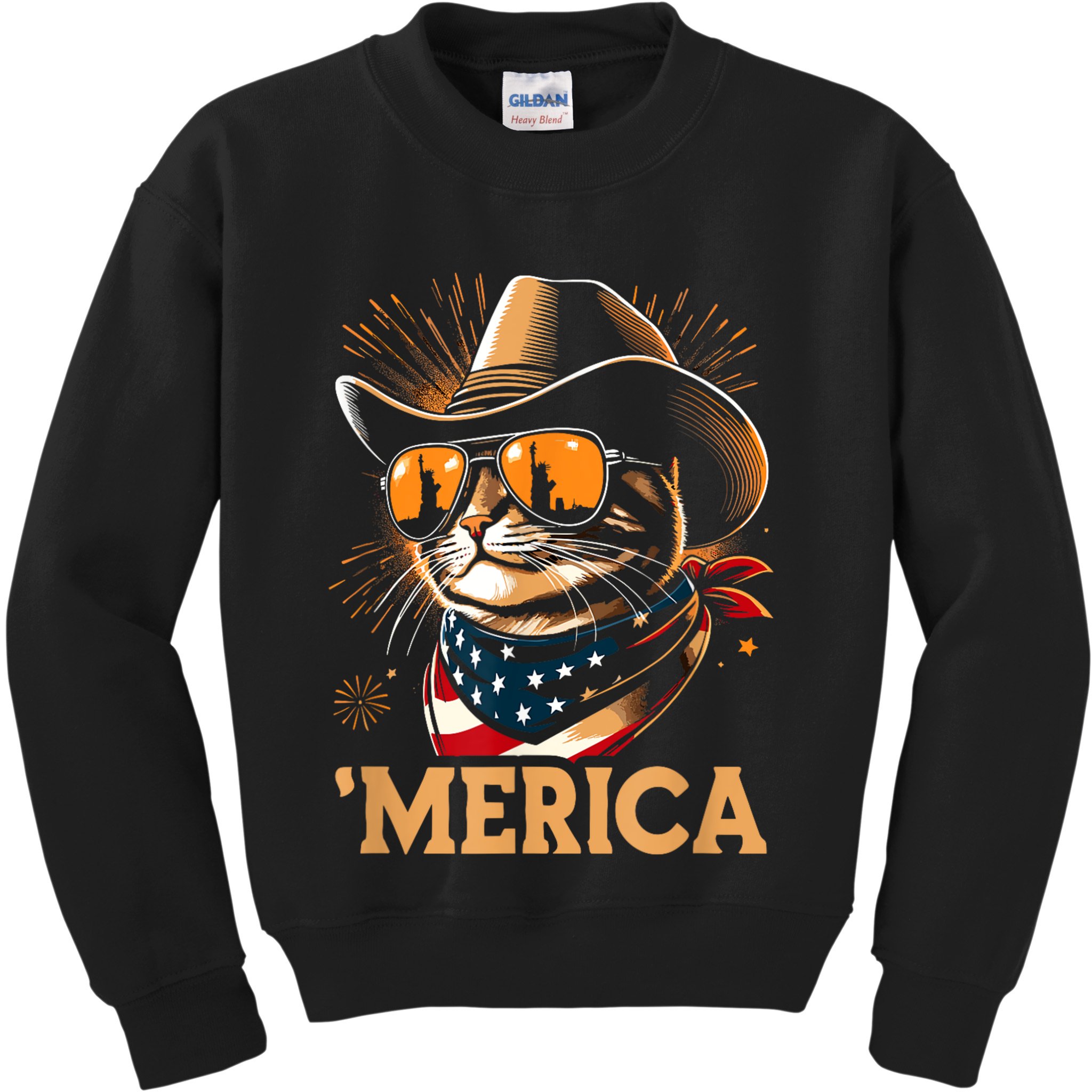 Usa Merica Cat 4th Of July Funny Patriotic Kids Sweatshirt