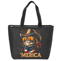 Usa Merica Cat 4th Of July Funny Patriotic Zip Tote Bag