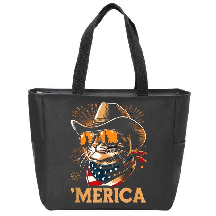 Usa Merica Cat 4th Of July Funny Patriotic Zip Tote Bag