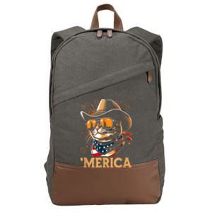 Usa Merica Cat 4th Of July Funny Patriotic Cotton Canvas Backpack