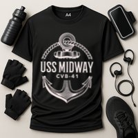 Uss Midway Cvb41 Aircraft Carrier Uss Midway Cooling Performance Crew T-Shirt
