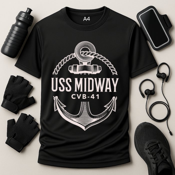 Uss Midway Cvb41 Aircraft Carrier Uss Midway Cooling Performance Crew T-Shirt
