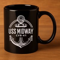 Uss Midway Cvb41 Aircraft Carrier Uss Midway 11oz C Handle Ceramic Mug