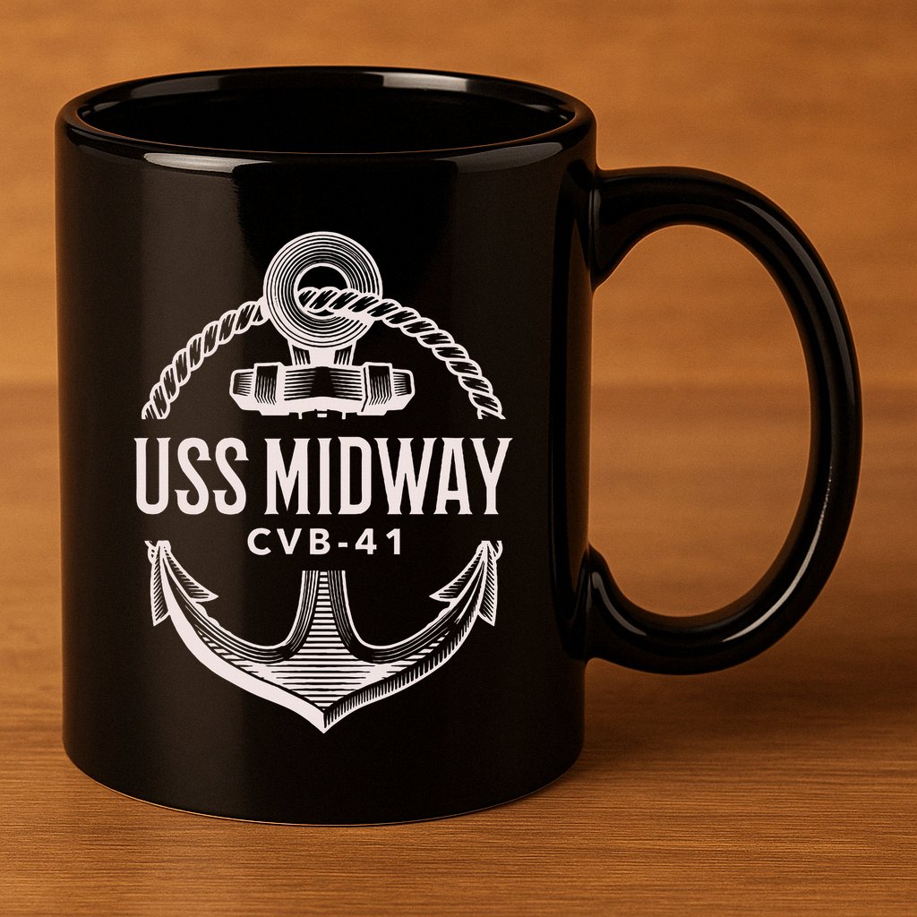 Uss Midway Cvb41 Aircraft Carrier Uss Midway 11oz C Handle Ceramic Mug