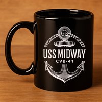 Uss Midway Cvb41 Aircraft Carrier Uss Midway 11oz C Handle Ceramic Mug