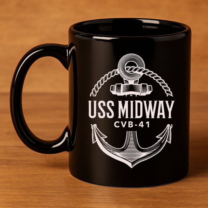 Uss Midway Cvb41 Aircraft Carrier Uss Midway 11oz C Handle Ceramic Mug
