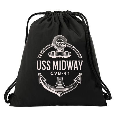 Uss Midway Cvb41 Aircraft Carrier Uss Midway Drawstring Bag