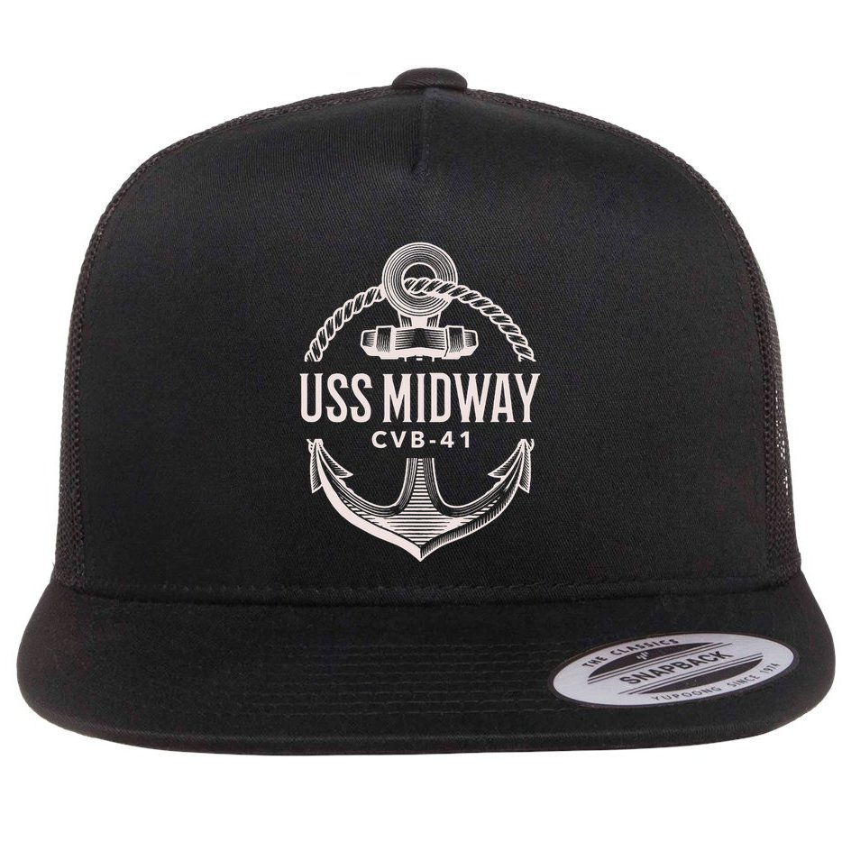 Uss Midway Cvb41 Aircraft Carrier Uss Midway Flat Bill Trucker Hat