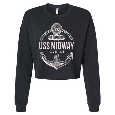 Uss Midway Cvb41 Aircraft Carrier Uss Midway Cropped Pullover Crew