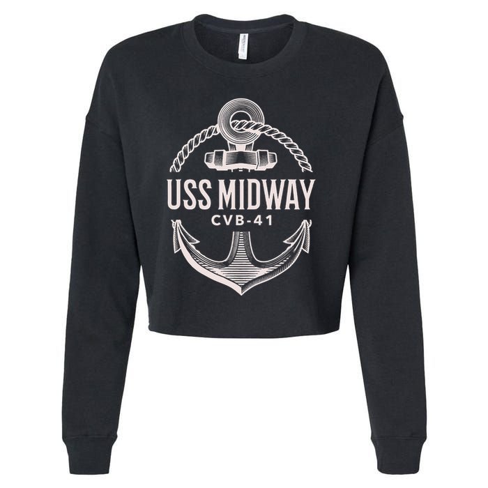 Uss Midway Cvb41 Aircraft Carrier Uss Midway Cropped Pullover Crew