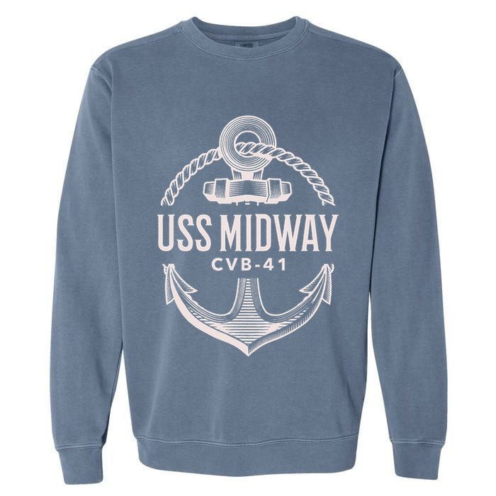 Uss Midway Cvb41 Aircraft Carrier Uss Midway Garment-Dyed Sweatshirt
