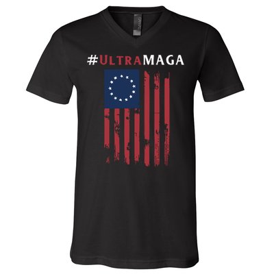 Ultra MAGA Conservative Anti Biden Republican V-Neck T-Shirt