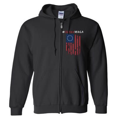 Ultra MAGA Conservative Anti Biden Republican Full Zip Hoodie