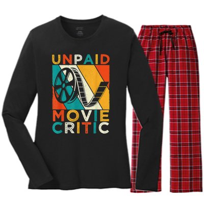 Unpaid Movie Critic Shirt - Film Cinema Motion Picture Fan Women's Long Sleeve Flannel Pajama Set 