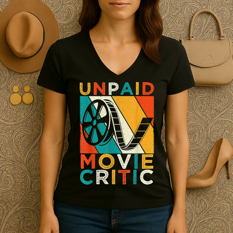 Unpaid Movie Critic Shirt - Film Cinema Motion Picture Fan Women's V-Neck T-Shirt
