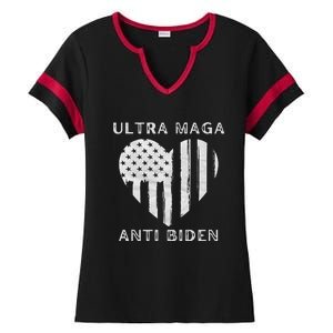 Utra MAGA Conservtive Anti Biden Fourth Of July Ladies Halftime Notch Neck Tee