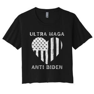 Utra MAGA Conservtive Anti Biden Fourth Of July Women's Crop Top Tee