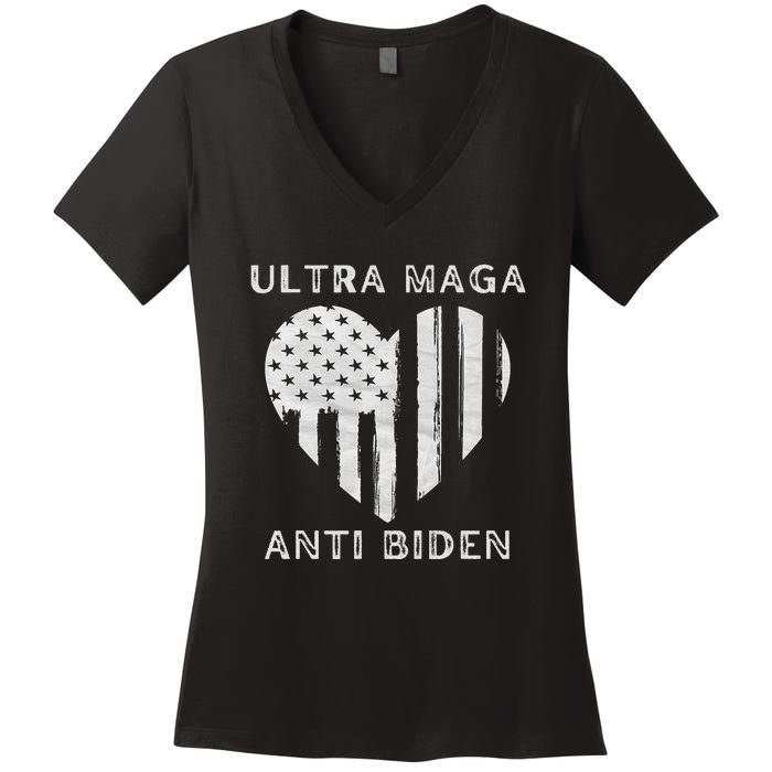 Utra MAGA Conservtive Anti Biden Fourth Of July Women's V-Neck T-Shirt