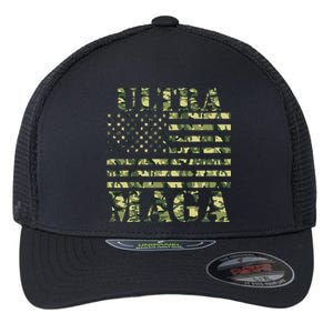 Ultra MAGA Camouflage Camo USA United States Of America Flag Flexfit Unipanel Trucker Cap