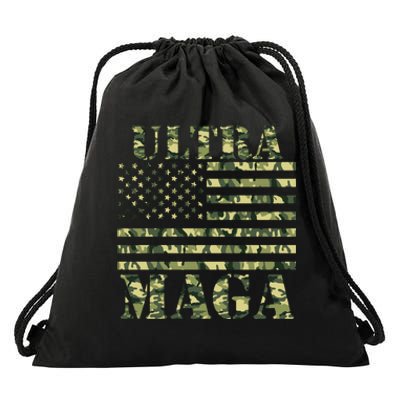 Ultra MAGA Camouflage Camo USA United States Of America Flag Drawstring Bag