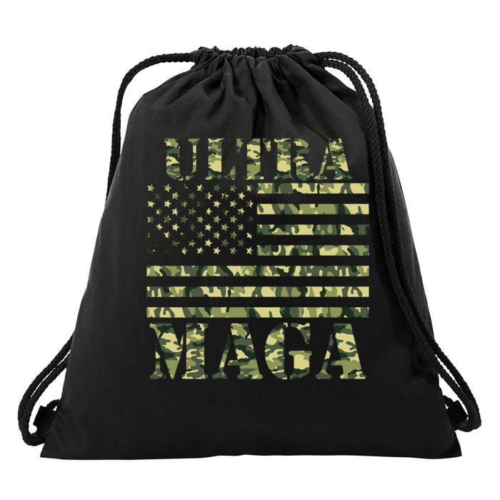 Ultra MAGA Camouflage Camo USA United States Of America Flag Drawstring Bag