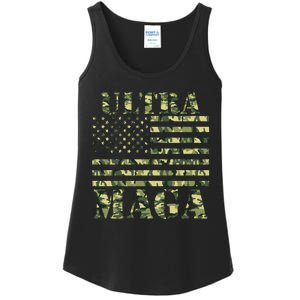 Ultra MAGA Camouflage Camo USA United States Of America Flag Ladies Essential Tank