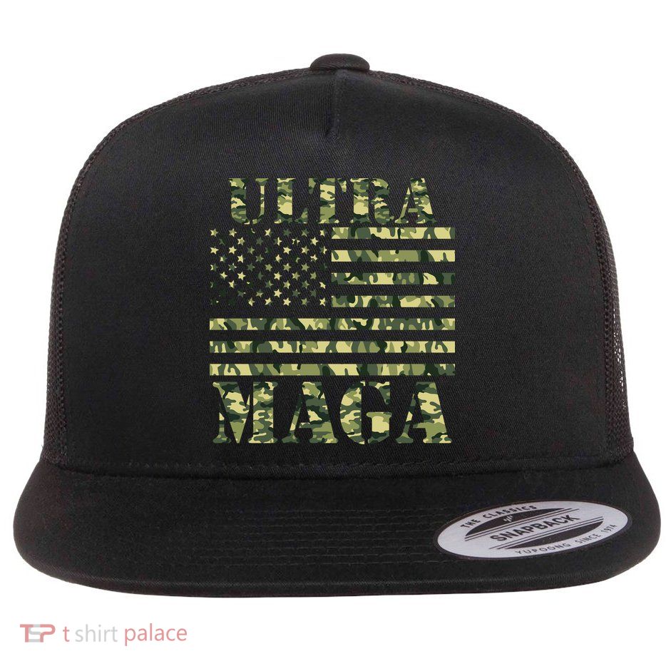 Ultra MAGA Camouflage Camo USA United States Of America Flag Flatbill Hat