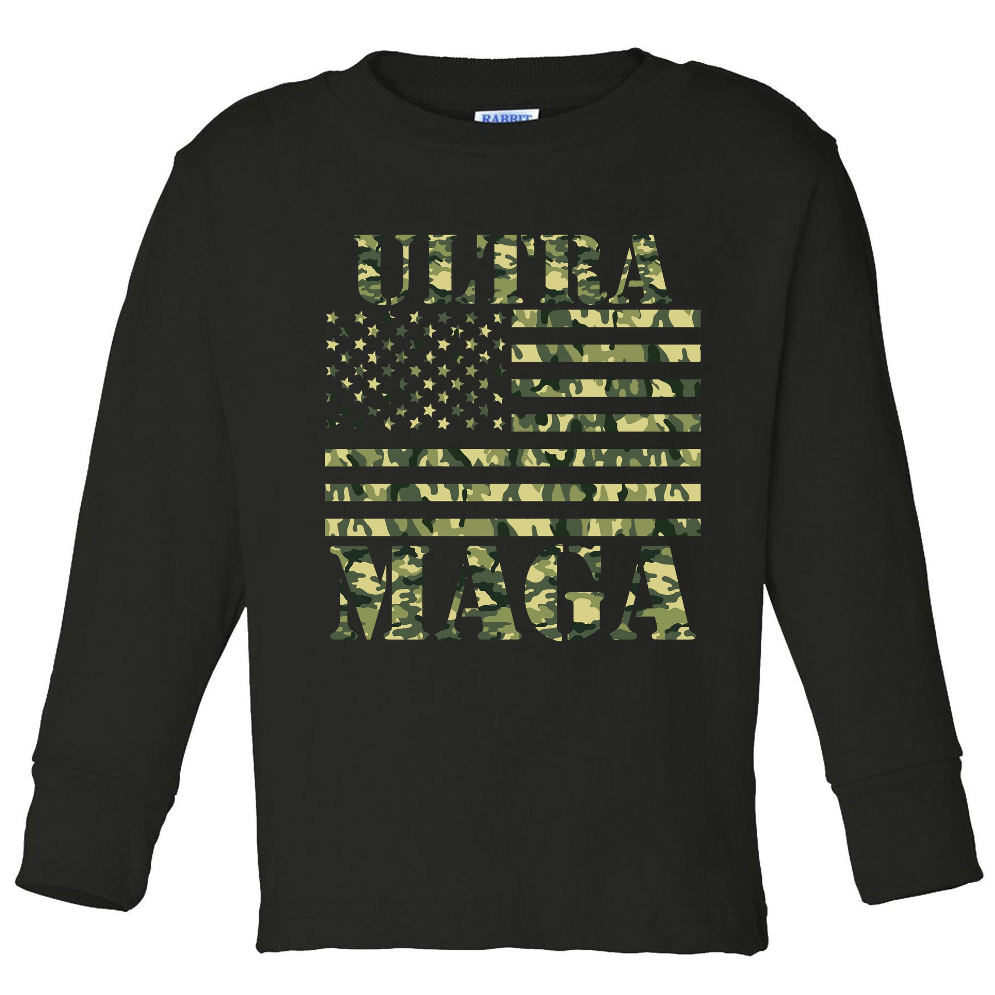 Ultra MAGA Camouflage Camo USA United States Of America Flag Toddler Long Sleeve Shirt